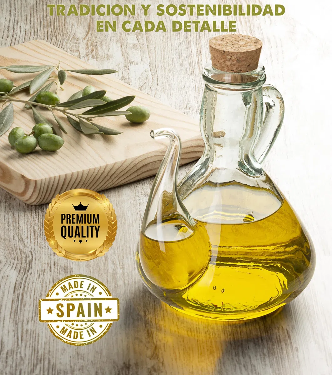 Aceitera de cocina. Antigoteo Cristal Vinagrera Vidrio Dispensador de aceite Antimanchas: Aceitera antigoteo Semiartesanal Rellenable Botella cristal aceite aceiteras (1000 ml)