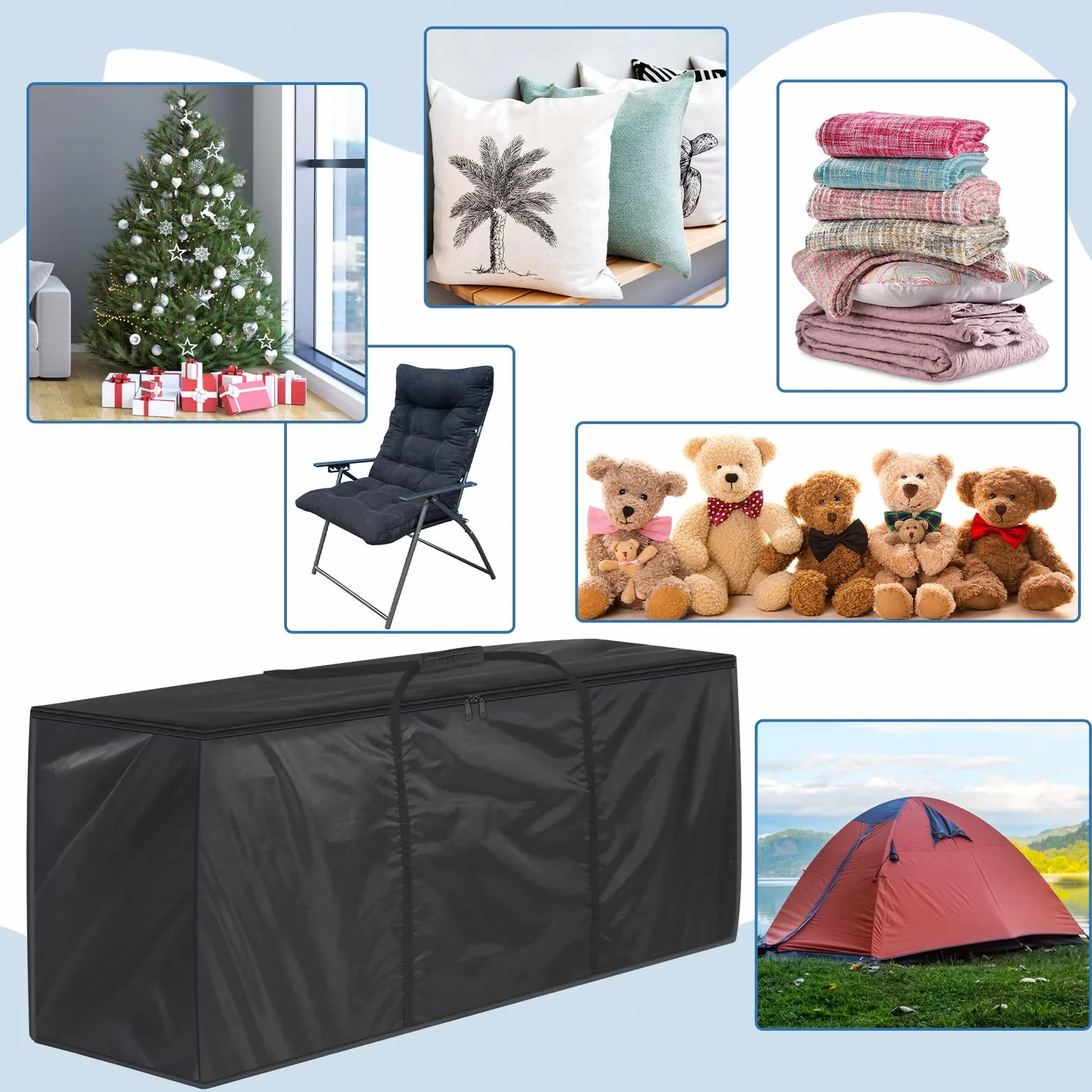 GARPROVM Gran bolsa de almacenamiento XXL, 670 L bolsa para árbol de navidad artificial, bolsa de embalaje, bolsa para mudanzas, tela Oxford resistente al polvo, 173 x 51 x 76 cm