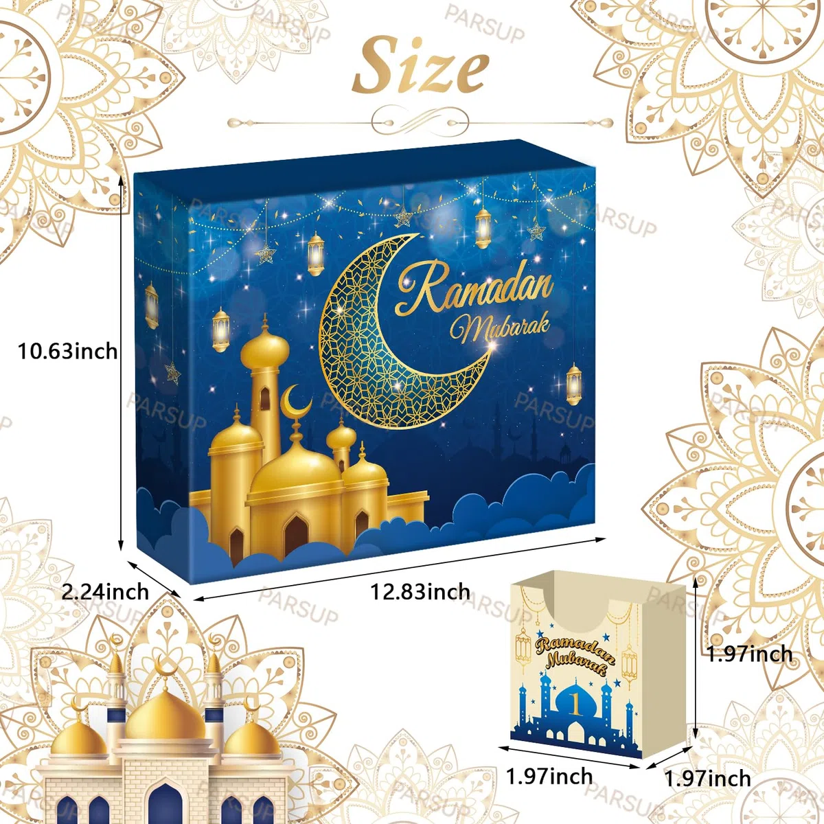 Ramdan Calendario de Adviento 2024, 30 cajas vacías para 30 días, calendario de Coutdown de Eid Mubarak, caja de regalo de Ramadán rellenable, suministros para fiesta de Ramadán Mubarak, color azul