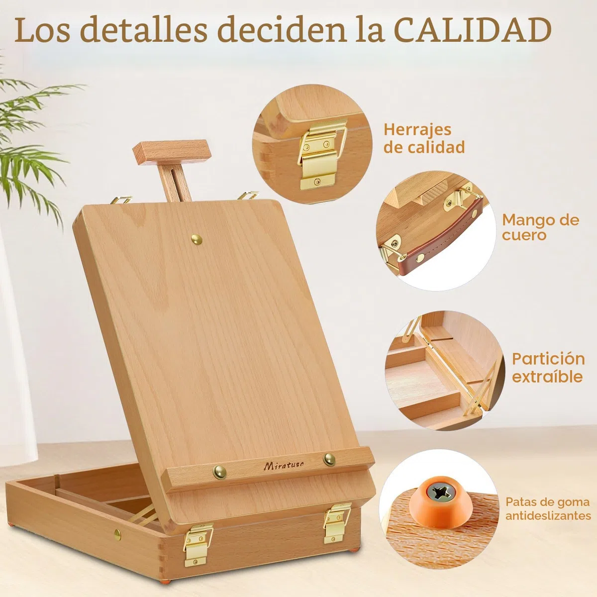 Caballete de mesa, Caja de Caballete de Mesa Portátil de Madera de Haya para Pintura, Ideal para Artistas, Estudiantes y Principiantes