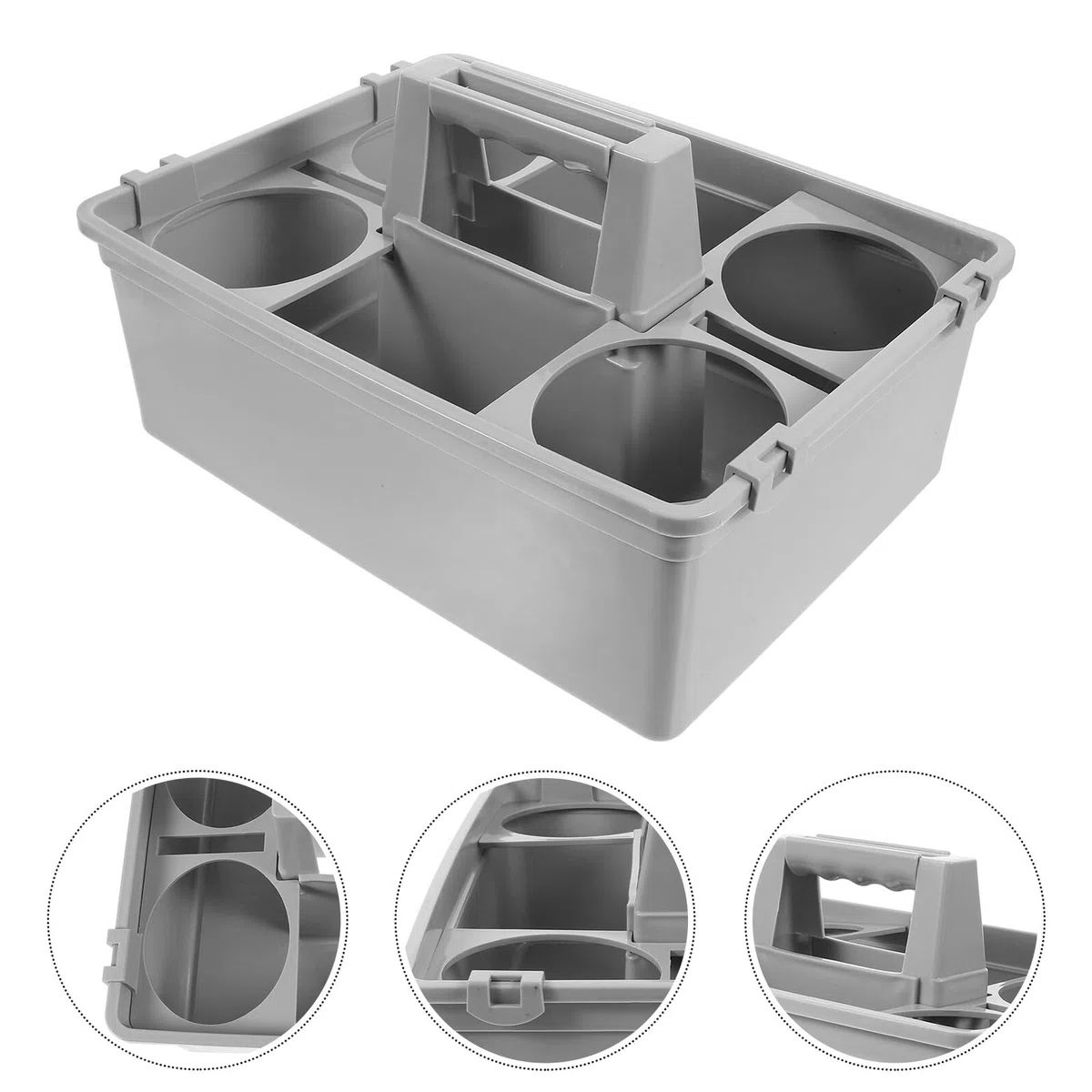 NUOBESTY Cesta para Artículos de Limpieza de Plástico Asa y 2 Compartimentos Organizador Multiusos para Almacenamiento y Transporte Hogar y Hotel