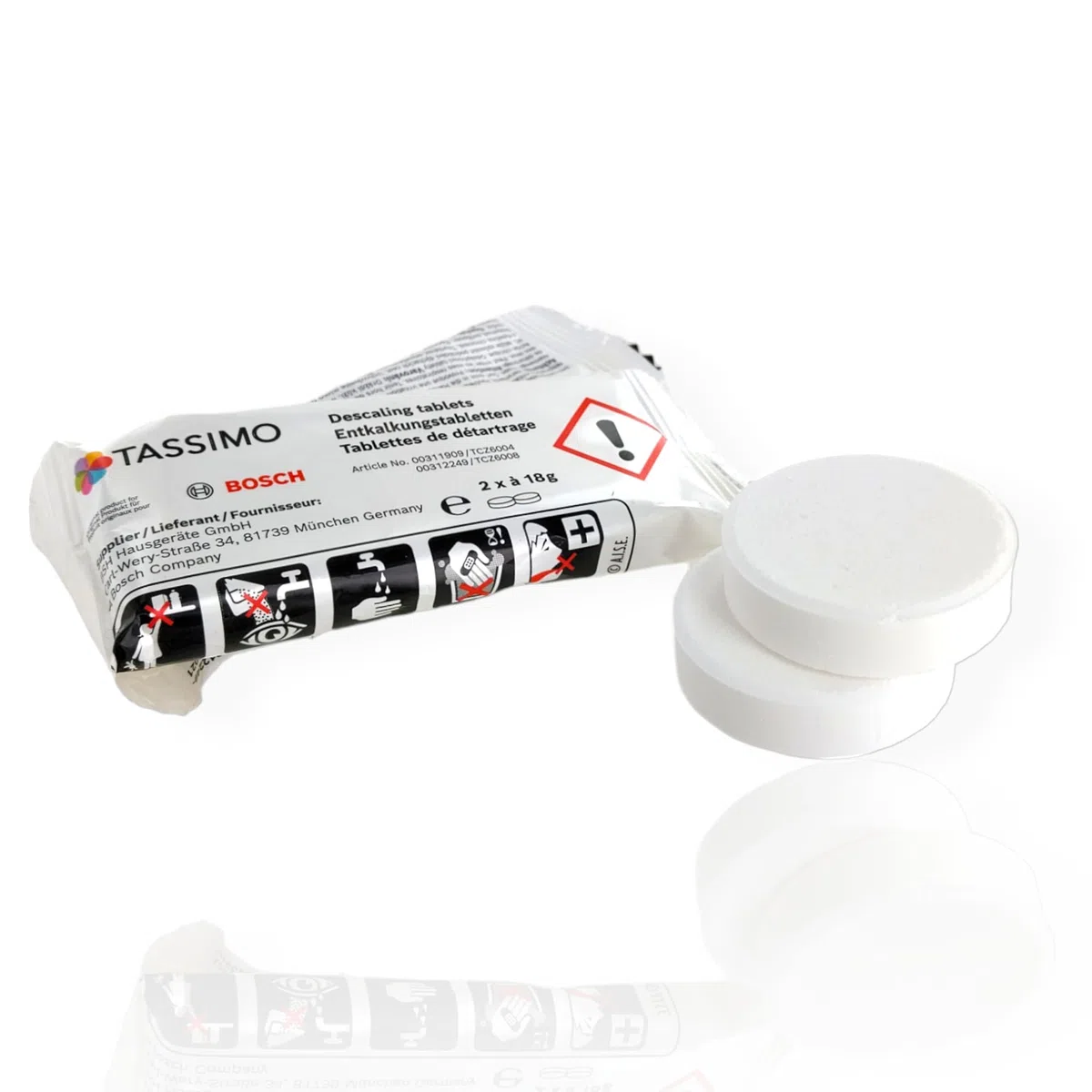 8 pastillas de descalcificación para 4 aplicaciones para cafeteras Bosch Tassimo 311909 TCZ6004 con cepillo de limpieza DL-Pro