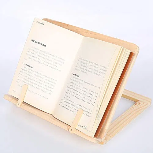 Soporte de madera ajustable para libros de lectura, soporte para libros de cocina, soporte de documentos, con punta de madera