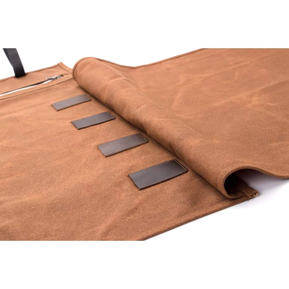 Bolsa para cuchillos de chef, lona encerada de 16 onzas, bolsa impermeable con cierre, 15 ranuras para utensilios de cocina, bolsa de almacenamiento, regalo para papá y marido, caqui, 74*47cm