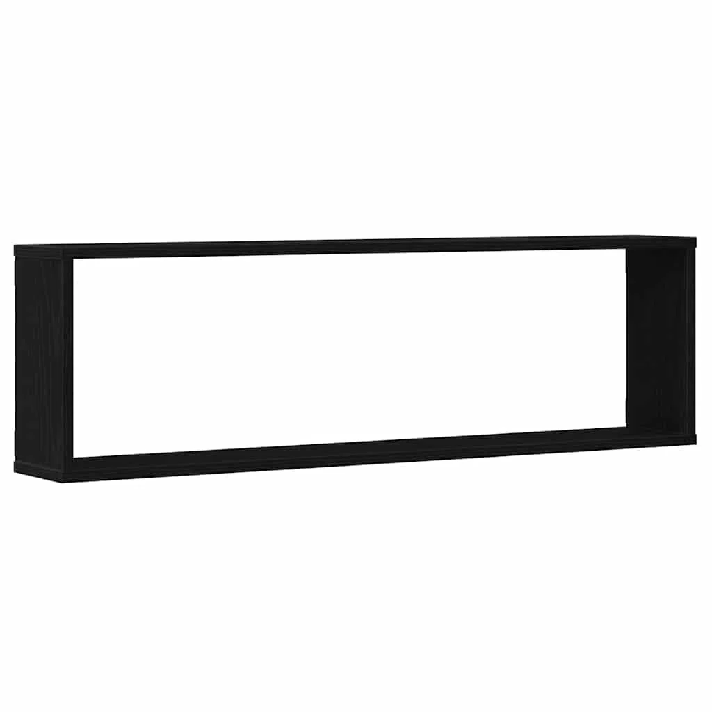 Homgoday Estantes cúbicos de Pared 2 uds Roble Negro 100x15x30 cm Estantería de Pared Colgante Flotante Almacenamiento Espacio Decoración Artículos Diarios en Familia