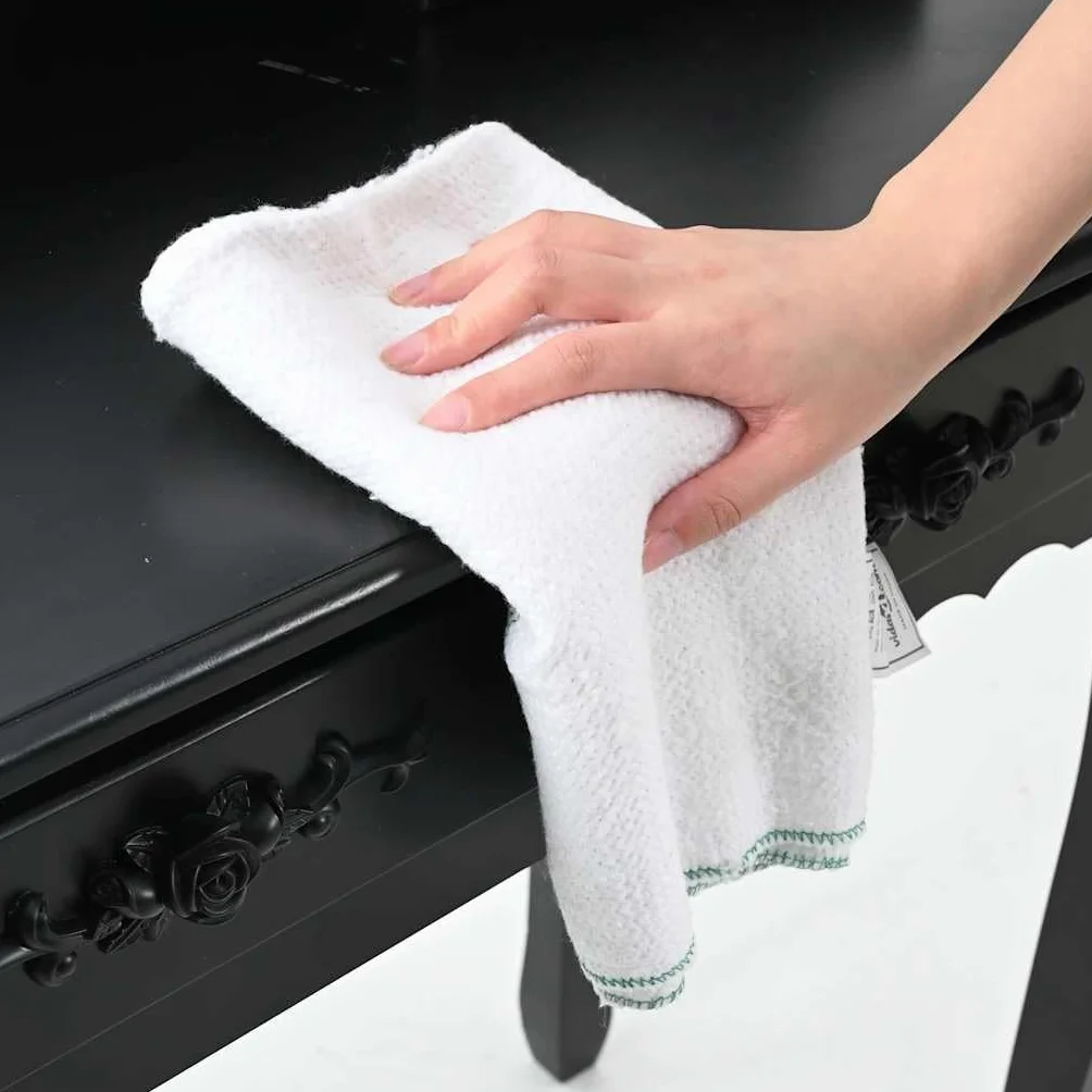 Paños de limpieza 5 unidades 50 x 60 cm blanco verde rayas de algodón poliéster con bordes overlock para el hogar, cocina, baño, suelo ventana para limpieza versátil y eliminación de manchas
