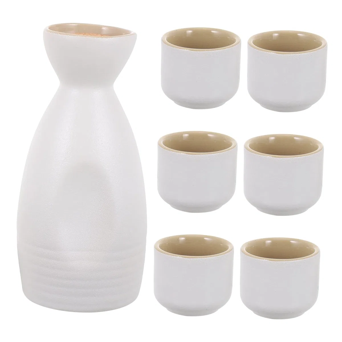 Mobestech Juego de Copas y Jarra para Sake de Japonesa 1 Jarra y 6 Tazas Corcho Adecuado para Servir Sake o Vino Ligero y Portátil para Hogar Bar Restaurante o Fiestas Obsequios