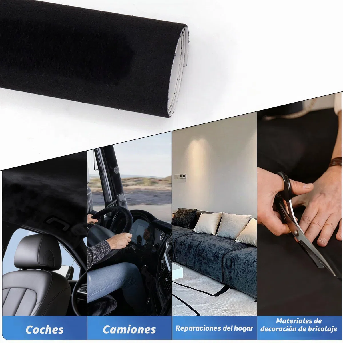 Tela Para Techo De Coche En Piel De Ante Falsa, 240x150 Cm (4 Mm De Grosor) | Negro - Tela De Revestimiento Interior Para RenovacióN De Techos De Auto, Furgoneta O Caravana