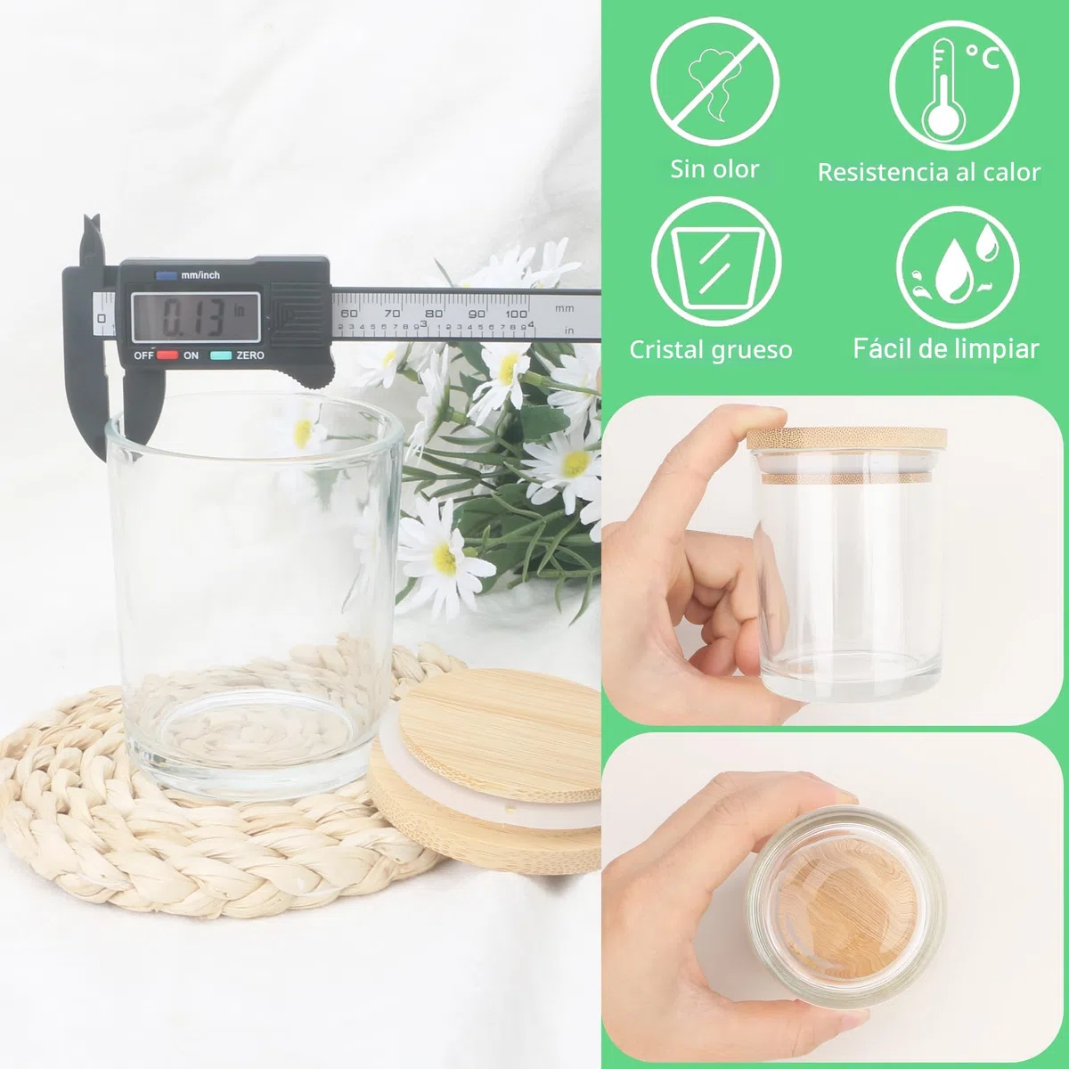MILIVIXAY - Juego de 12 tarros de vidrio transparentes vacíos de 200 ml con tapas para la fabricación de velas, especias, recipientes de polvo