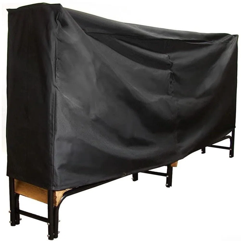 Cubierta para leña de 8 pies, impermeable, resistente al agua, tela de PVC Oxford, protector de soporte de madera para exteriores con asas reforzadas y rejillas de ventilación dobles para