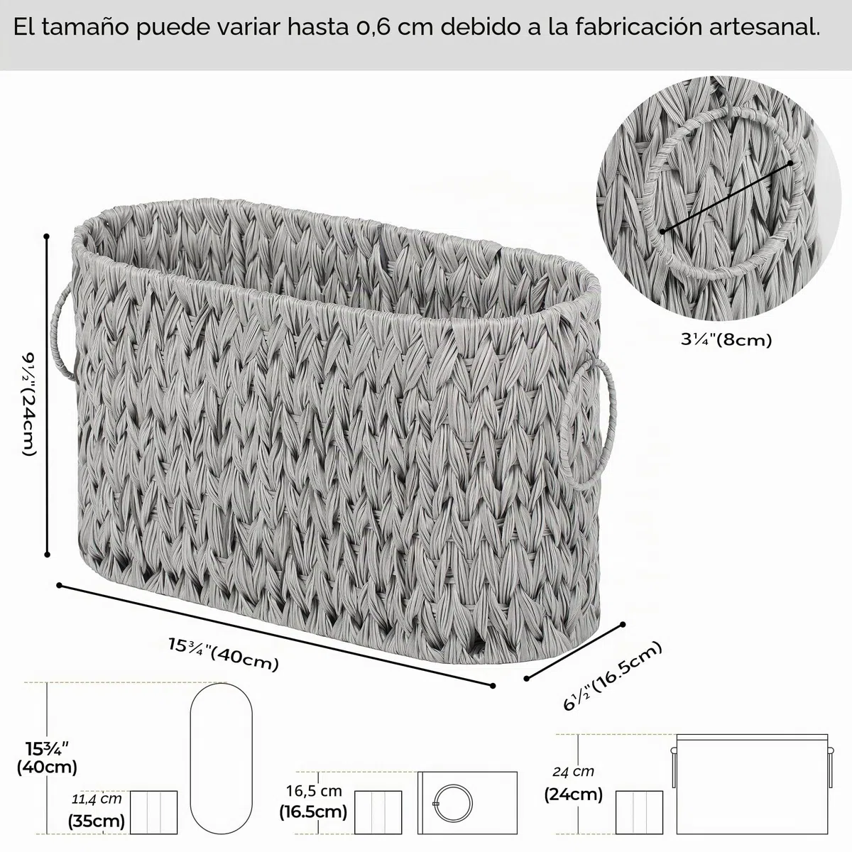 GRANNY SAYS Cesta Almacenamiento de Papel Higiénico, Almacenaje Papel Higienico, Organizador de Papel Higiénico, Almacenaje Baño Portarollos de Mimbre, Soportes para Revistas y Periódicos, Gris
