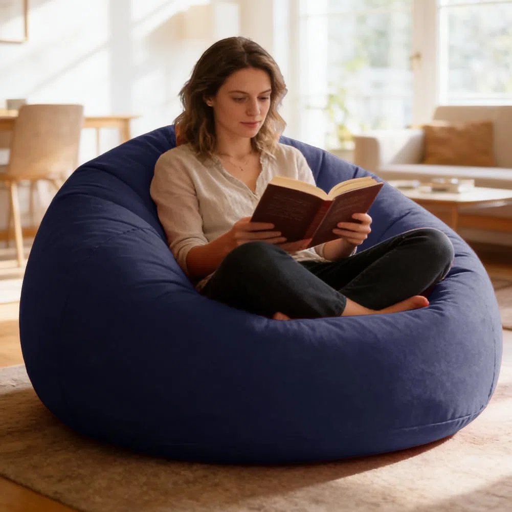 Sofá y sillón hinchable – Cómodo sofá plegable para salón, camping y jardín, inflable rápido y lavable, sillón individual para relajación y ocio (azul)
