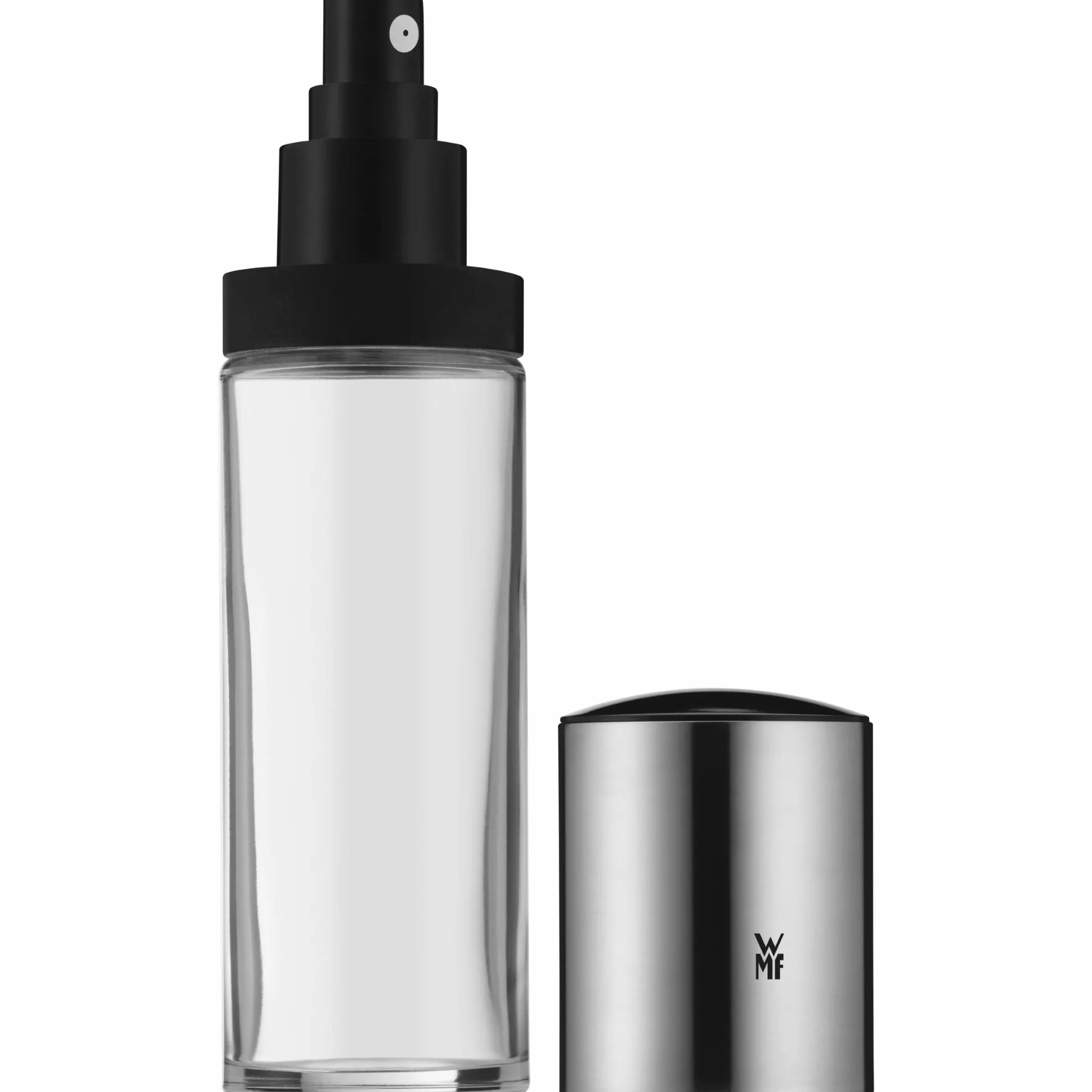 WMF Basic - Pulverizador de aceite y vinagre (125 ml, botella de espray de aceite con recipiente de cristal, acero inoxidable Cromargan mate, apto para lavavajillas)