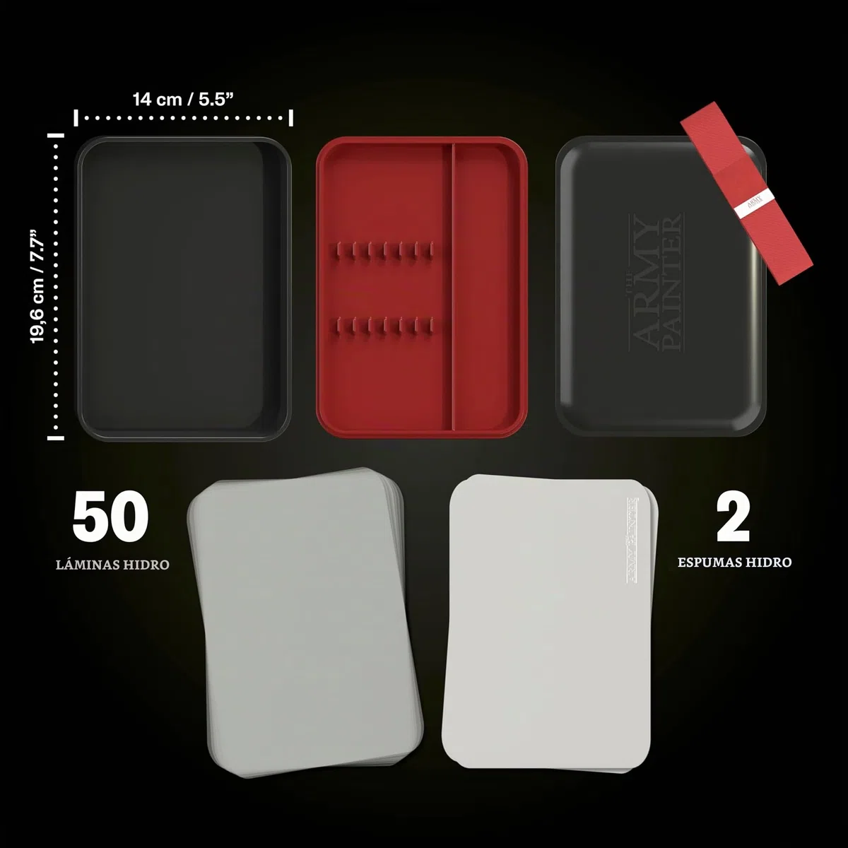 The Army Painter Wet Palette, 50 Hydro Sheets Y 2 Hydro Esponjas Una Pintura Acrilica Paleta Húmeda Estuche Premium Para Pinceles Para Pintar Figuras Miniatura De Dungeons And Dragons Y Warhammer 40k