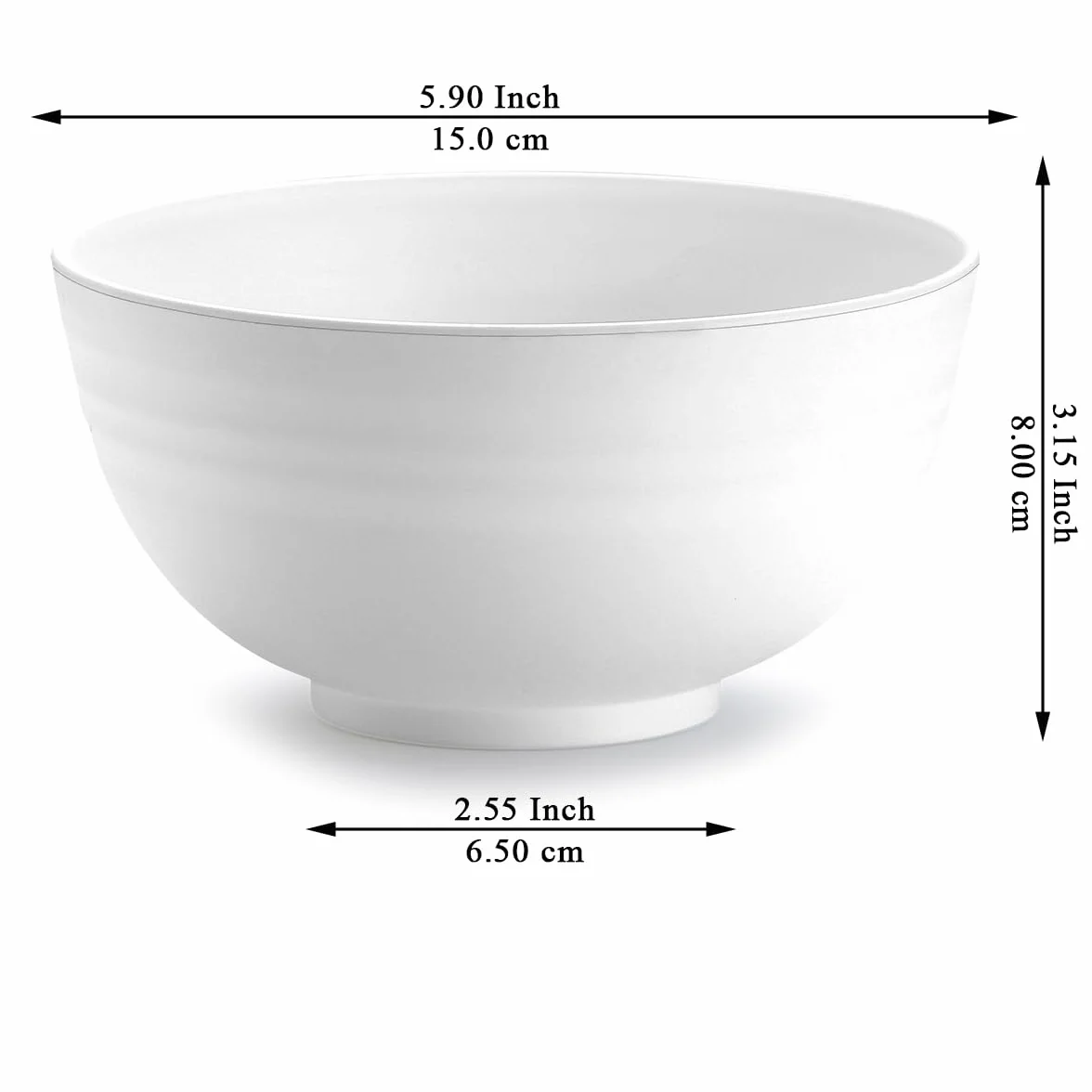 Berglander cuencos de plástico blanco 12 piezas 750ml, cuenco de ramen reutilizable, cuencos de sopa, cuenco de cereales para adultos, niños, hogar, restaurante, jardín, picnic, camping