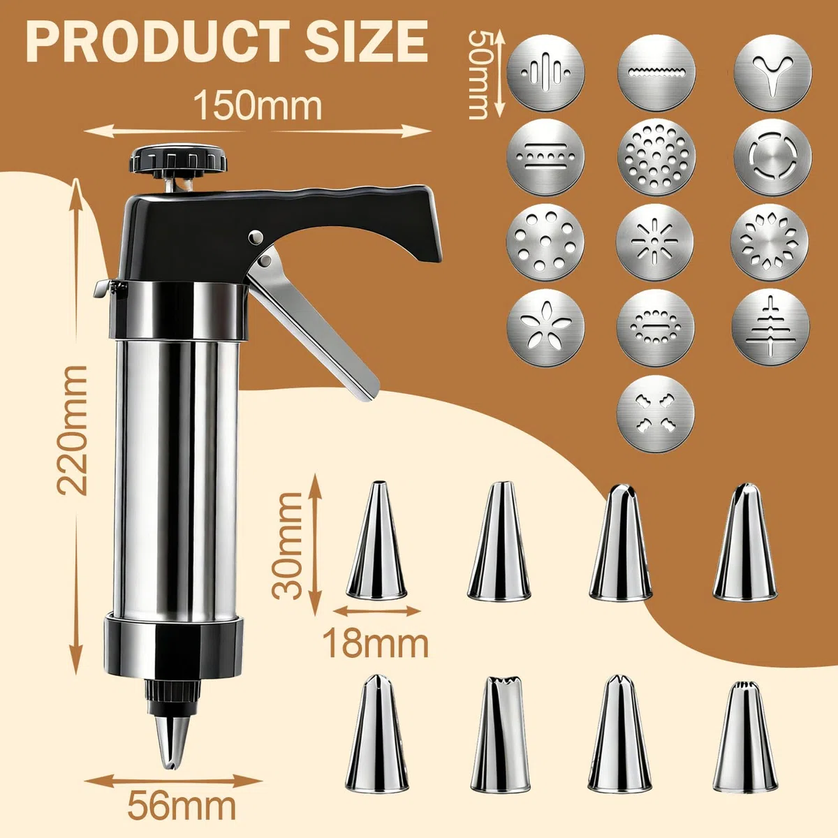 Biscuit Maker Máquina de Hacer Galletas con 13 Plantillas y 8 Boquillas para Churros Galletas y Decorar Postres