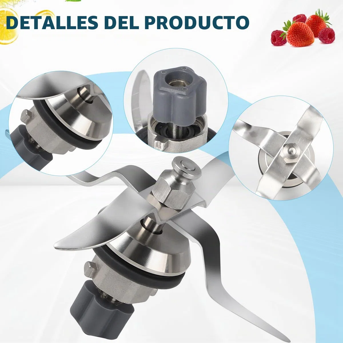 SWAWIS Cuchillas de Repuesto en Acero Inoxidable compatibles con Silvercrest Monsieur Cuisine Connect und Monsieur Cuisine Smart Incluye Junta y Cepillo de Limpieza