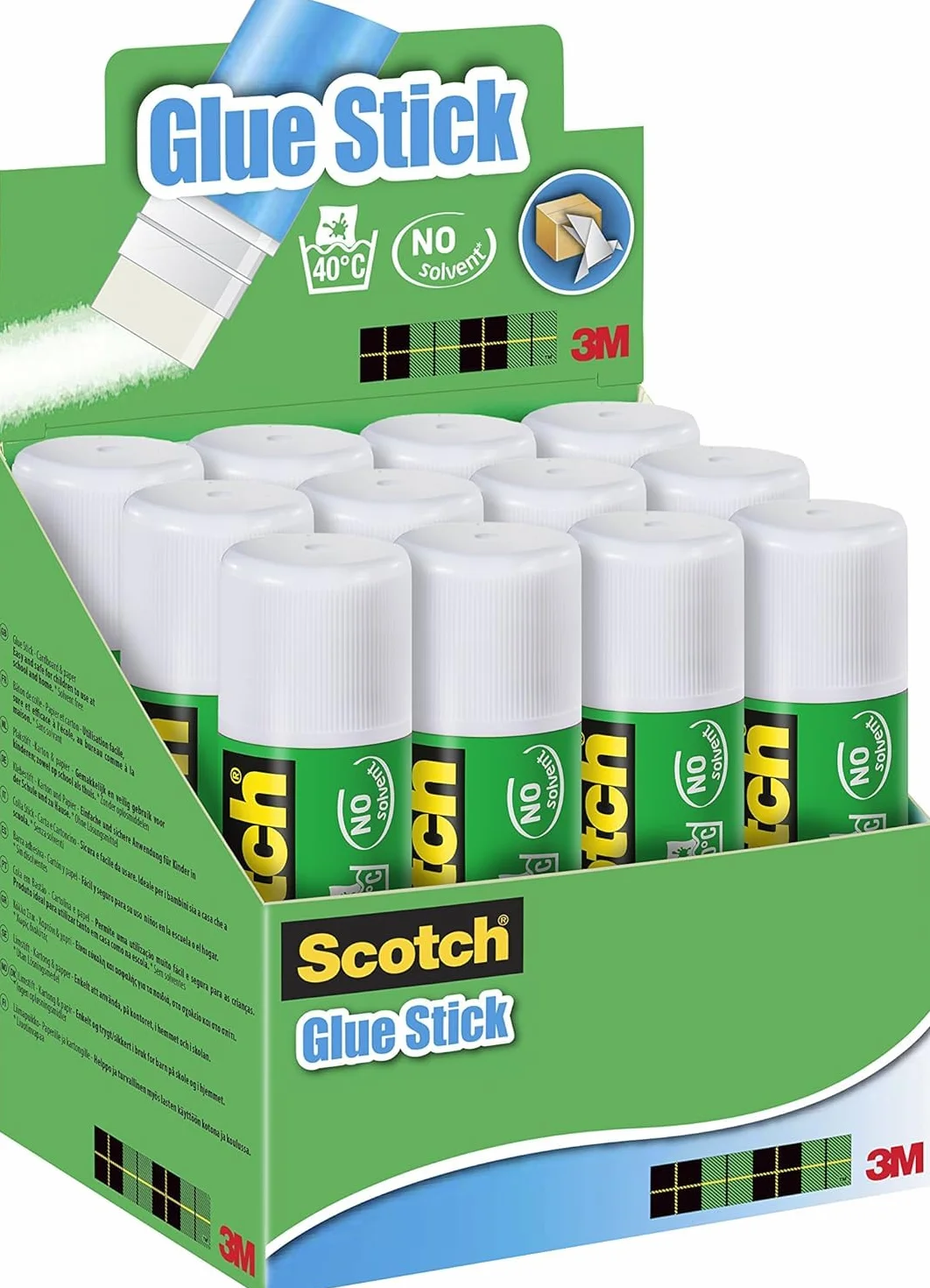 Scotch Pegamento de Barra - 1 Caja con 12 Barras de Pegamento de 40g - Para Uso Adhesivo para el Colegio, el Hogar y la Oficina - Sin Disolvente, Lavable