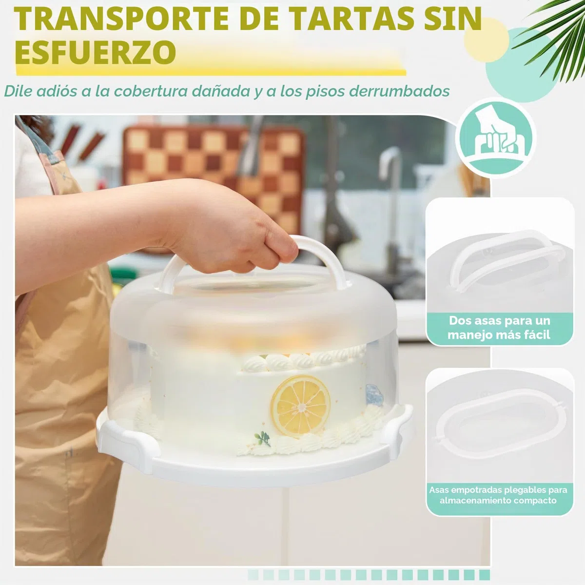 Ohuhu Porta Tartas, Cajas para Tartas con Tapa para 10 pulgadas, Portátil con Base de Dos Lados para Transportar Tartas y Frutas, Gran Regalo para Mujeres