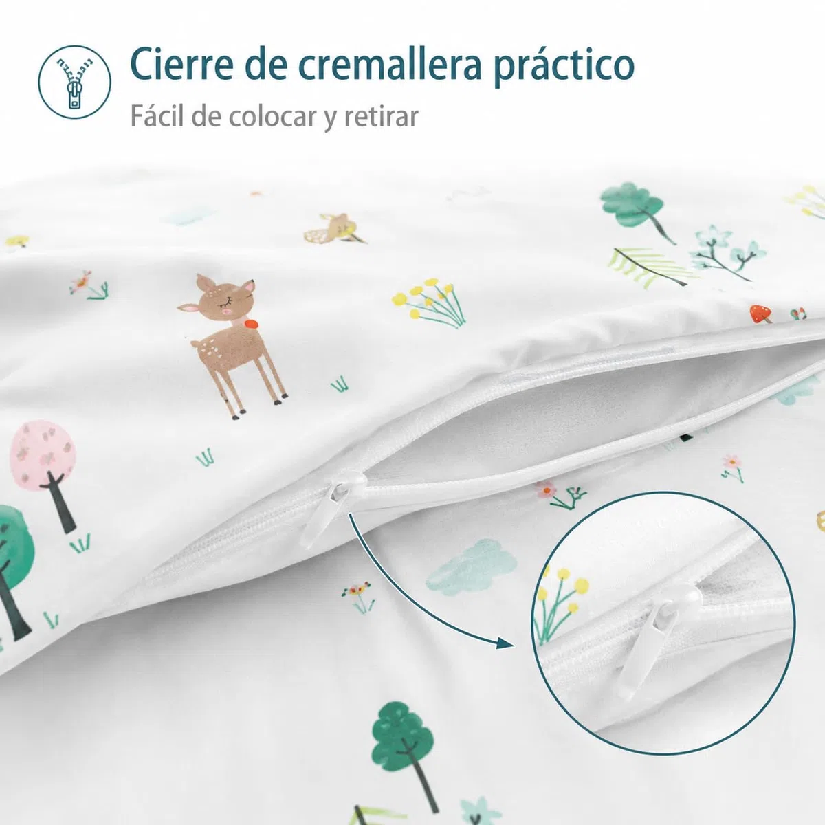 various Funda Nórdica Cuna 100 x 135 cm,Almohada 40 x 60 cm,Gazelle | Cuna 60x120 cm, 2 Piezas,100% Algodón transpirable, cierre con cremallera
