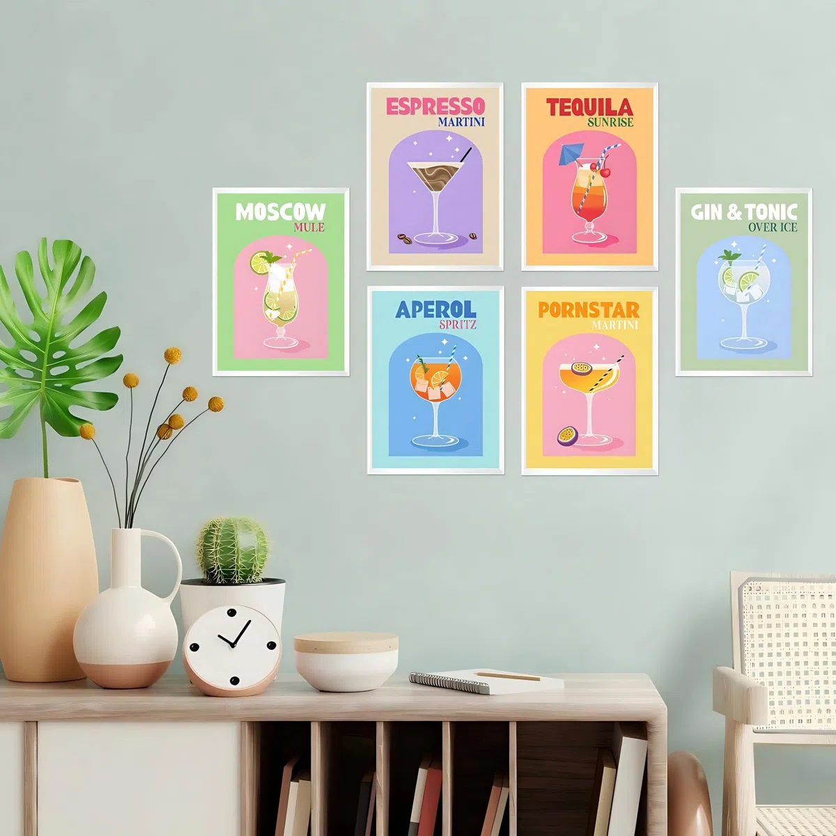 Bellatoi 6 Pcs Diamond Painting Cocktail, 5D Pintura de Diamante para Adultos y Niños, Cuadro Diamantes para Decoración de Dormitorio y Sala de Estar