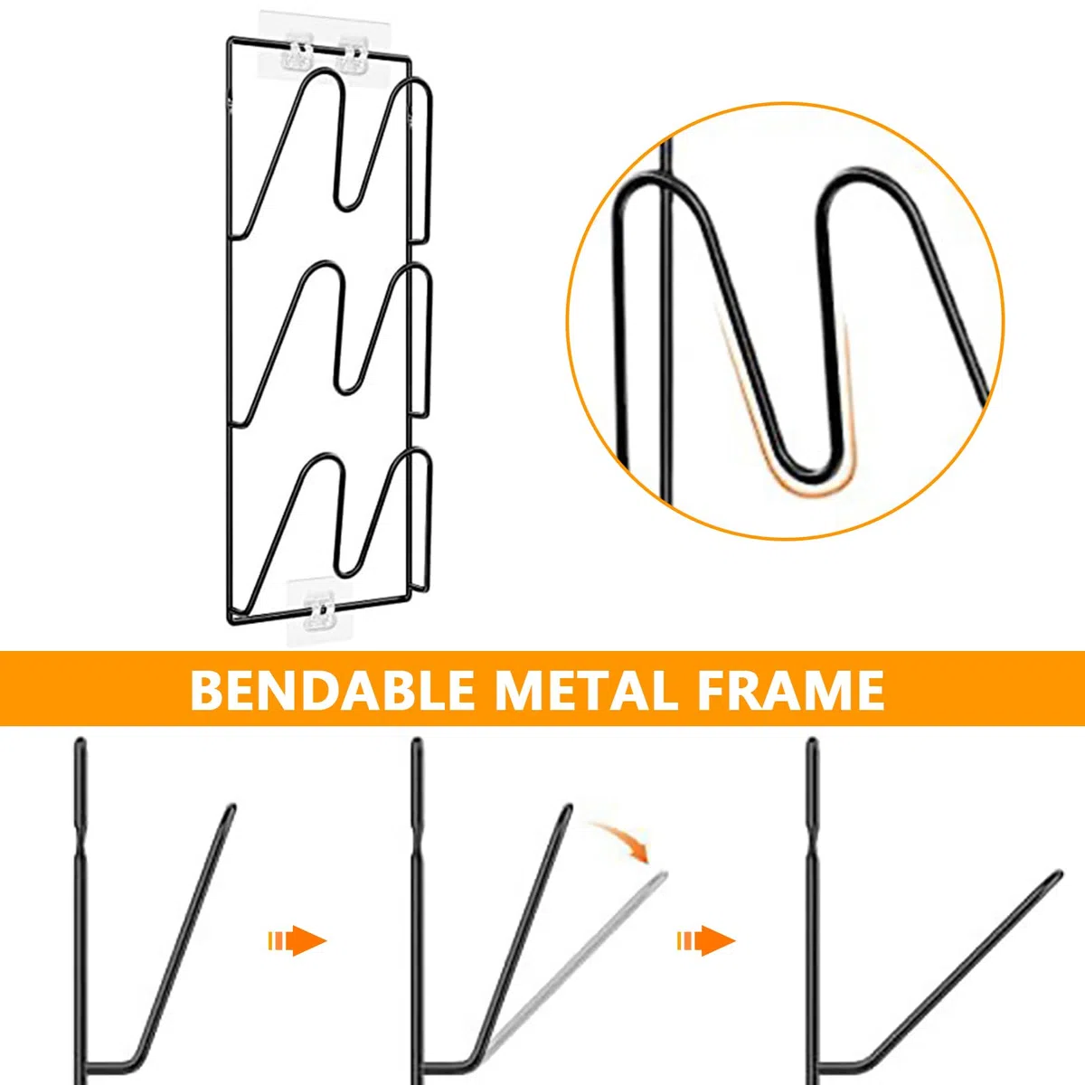 Aisny Soporte Autoadhesivo de Metal para Tapa de Olla y Sartén - 3 Ranuras, 2 Piezas, Organizador para Pared de Puerta de Armario