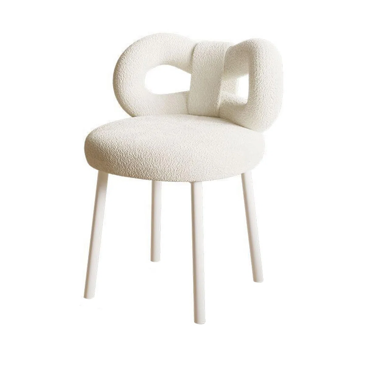 Taburete de tocador pequeño con respaldo de lazo, almohadillas para los pies, silla de vestidor sin brazos sin ruedas para mujeres y niñas, silla de maquillaje con respaldo para dormitorio