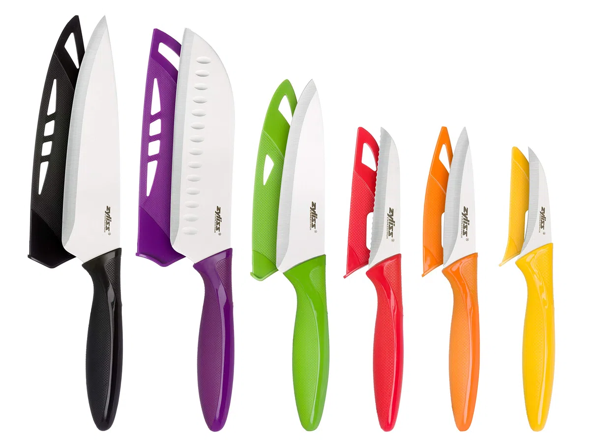 Zyliss E920144 Juego de Cuchillos de 6 Piezas, Múltiples Tamaños, Acero Inoxidable, Multicolor/Blanco, Cuchillos de Cocina Multiusos, Apto Para Lavavajillas