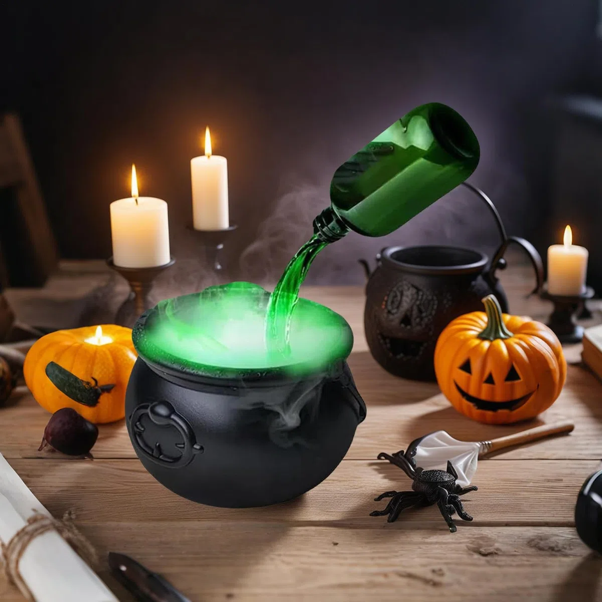 Caldero de Bruja para niños, decoración de Fiesta de Halloween, caldero de Bruja con Botella de poción Flotante y difusor para Festivales de otoño, casa encantada, planificadores de Eventos