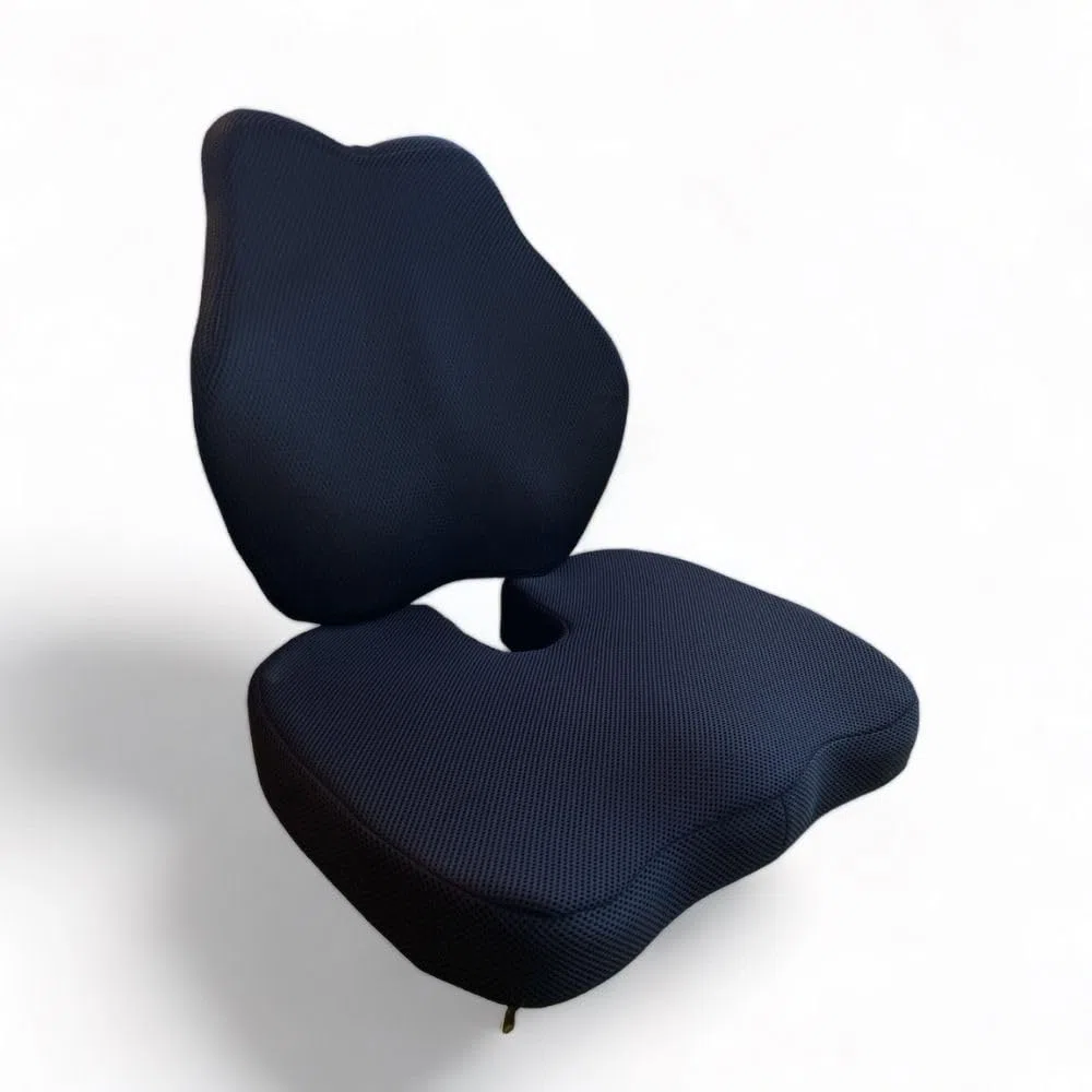 Inphysio - Juego de 2: Cojines de Asiento y Respaldo Ergonómicos - Cojines para Sillas - Cojines Lumbares - para Escritorio, Oficina en Casa, Oficina - Soportepara Lomo - 45x41x10,5 cm / 45x35x7 cm