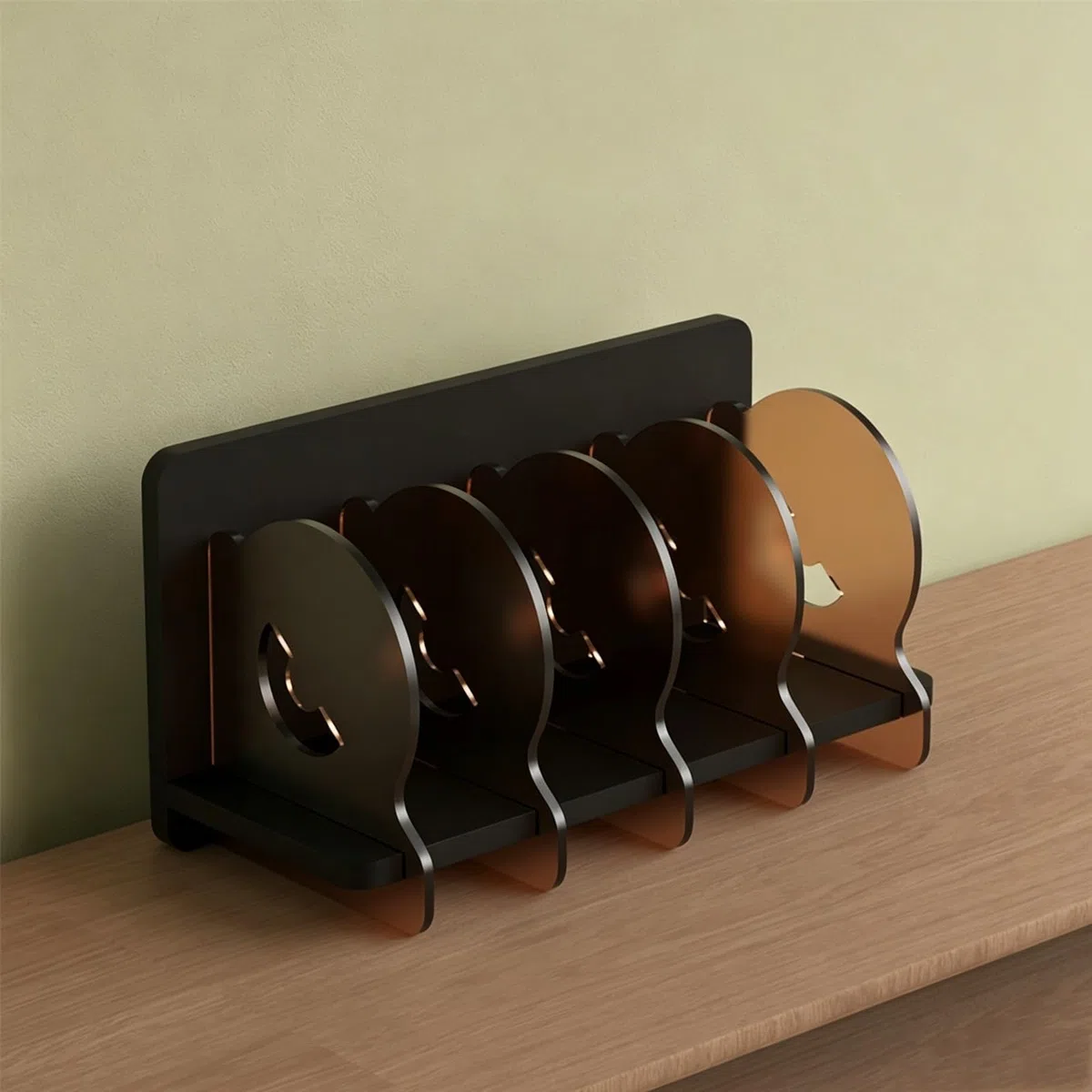Estantería CD Vinilos 4 Compartimentos Organizador Mesa Librería Baja. | Estantería Madera Organizador Discos con Separadores Acrílicos Estante Multimedia Dormitorio.(Black)