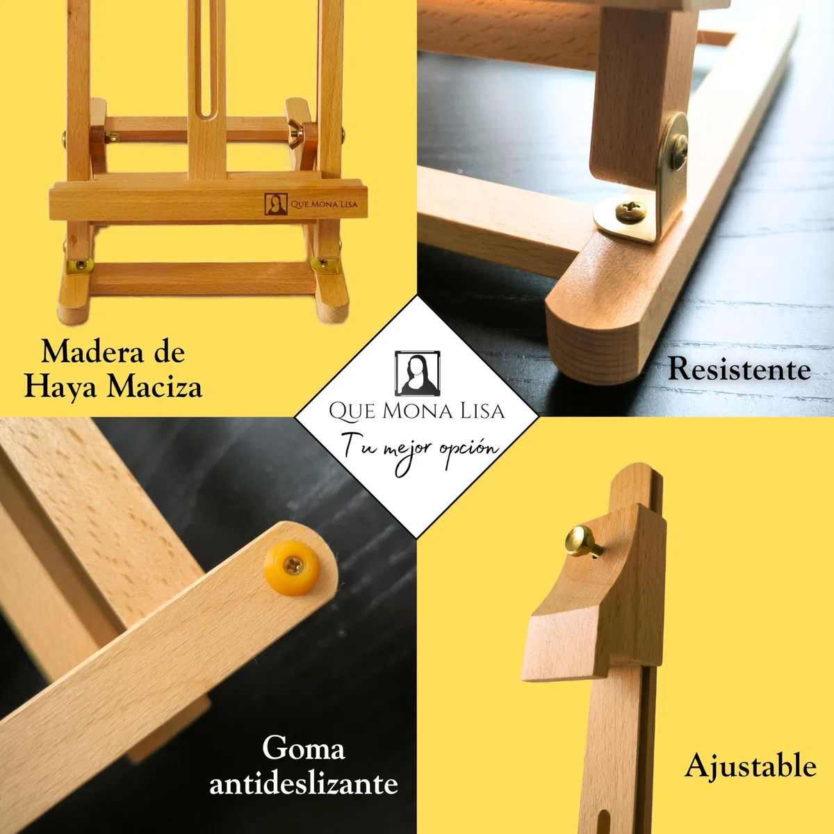 Caballete mesa plegable RUBENS, Altura Ajustable para lienzos, Caballete Madera de Haya para pintar, atril pintura para adultos, niños, principiantes. Soporte de tablets libros, decoración mesa