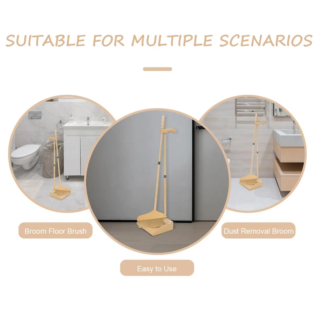 Healifty Juego de Escoba de Barrido Cerdas de Madera Ligera y Mango Ergonómico para Limpieza en Talleres y Cómoda