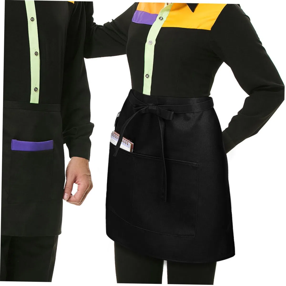 Cabilock 5piezas Delantal de Servicio con Bolsillos para Teterías y Cafeterías Unidades Delantal Corto para Hombre y Mujer