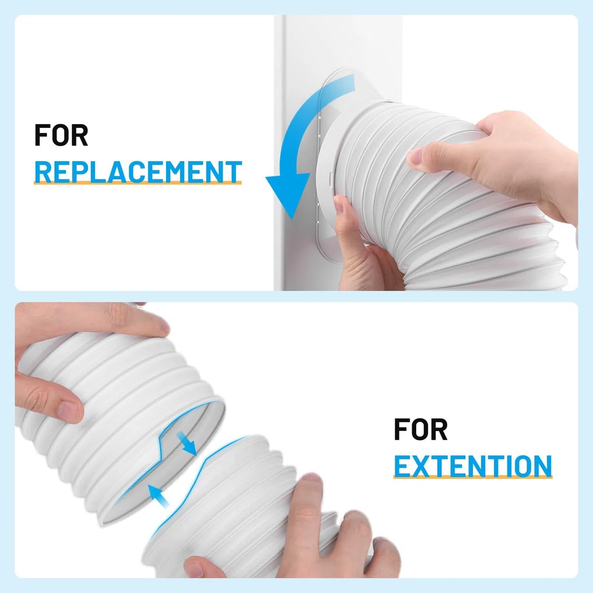 Manguera flexible de aire acondicionado Manguera de aire acondicionado con 1,5M de longitud, 150mm para aire acondicionado, campana extractora, secadora, deshumidificador
