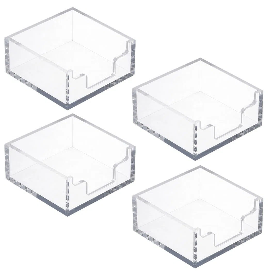 4 servilleteros cuadrados acrílicos para cóctel, dispensador de servilletas de 4 x 4 pulgadas para cocina, baño, bar y restaurante