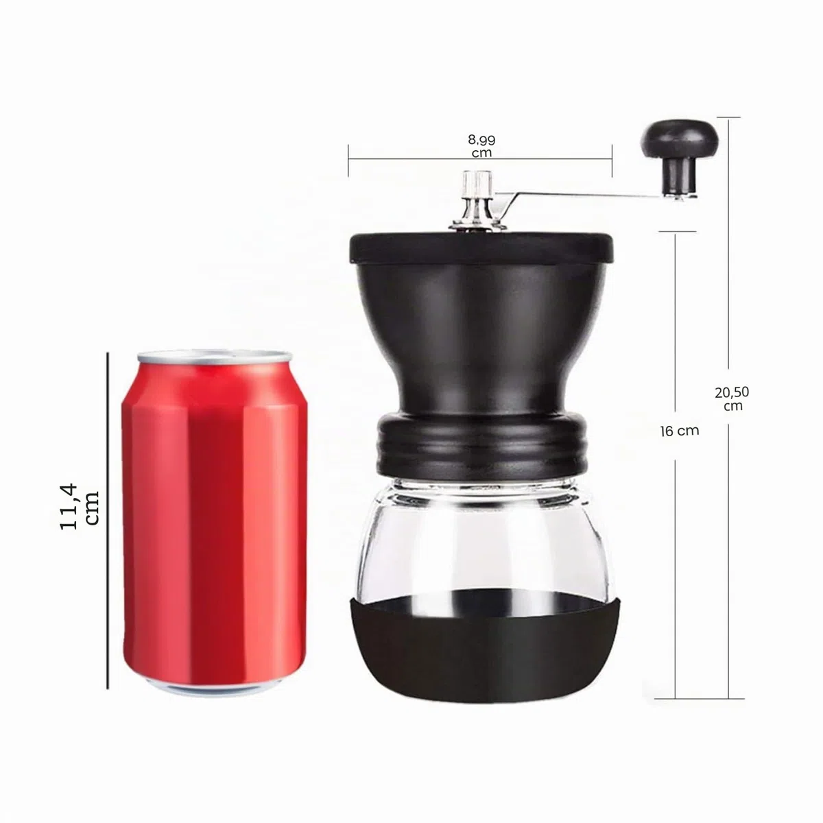 PARACITY Molinillo Cafe Manual con 2 Tarros de Cristal (325 ml cada uno),Molinillo Café con Núcleo de Molienda de Cerámica, Mmolinillo Café Manual/Portátil con Cepillo/Cuchara Para
