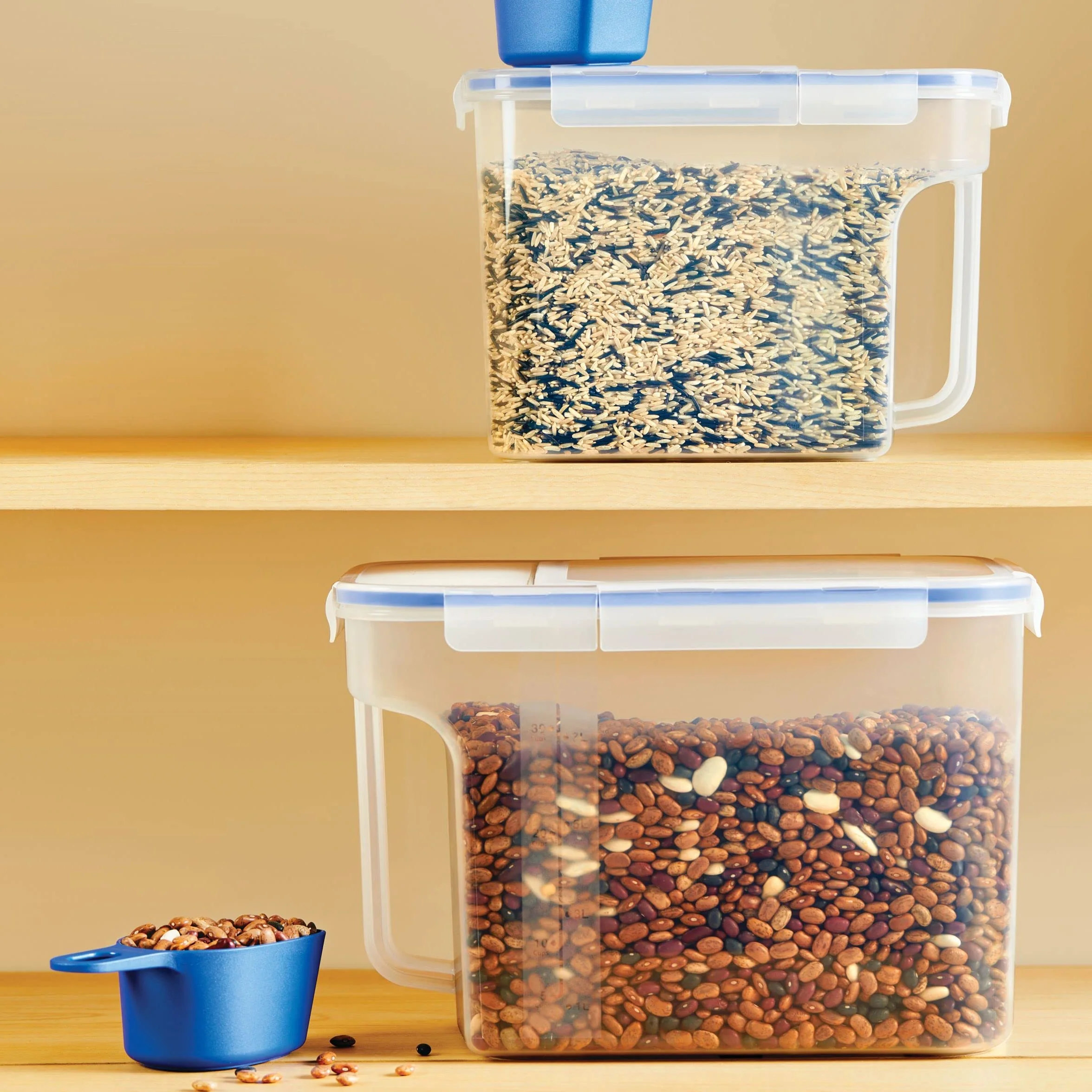LocknLock Easy Essentials - Juego de contenedores y cubos de almacenamiento de alimentos, sin BPA, apto para lavavajillas, 4 piezas, transparente