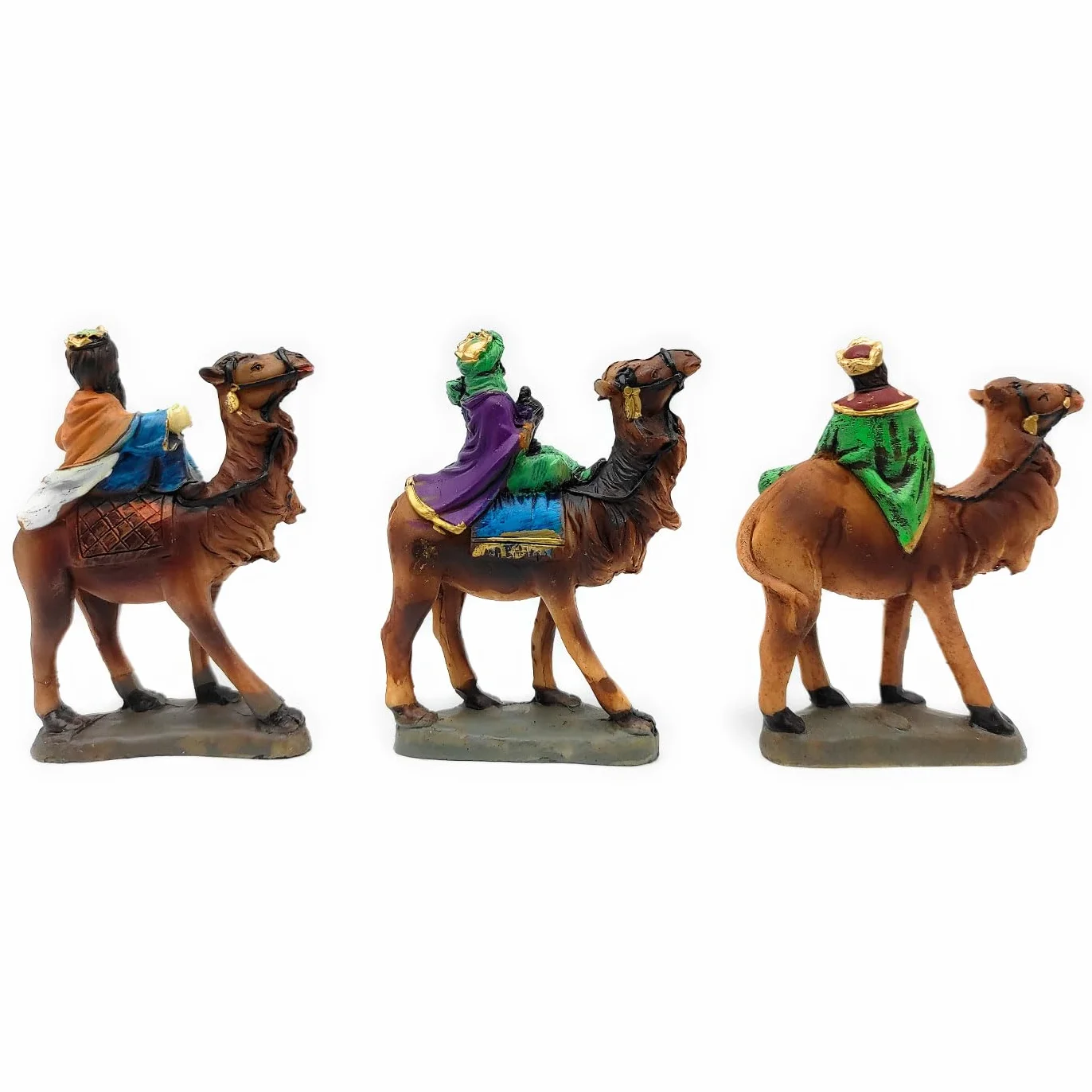 Acan Tradineur - Set de 3 Reyes Magos de Resina para belén navideño, Figuras Decorativas Nacimiento, Pesebre, Navidad, decoración Tradicional, 8 x 10 cm