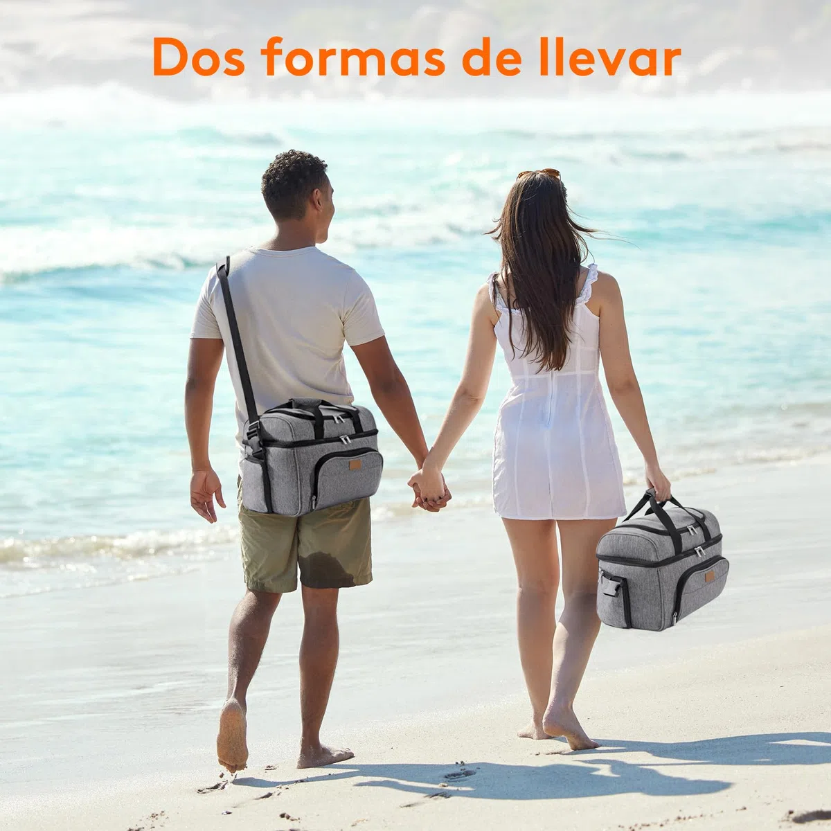 Lifewit Nevera Portatil Tela, Bolsa Nevera Porta Alimentos, Diseño de Doble Capa para Bolsas Termica, Grande Bolsa Termica porta Alimentos para Playa, Viaje, Picnic, Gris 23L