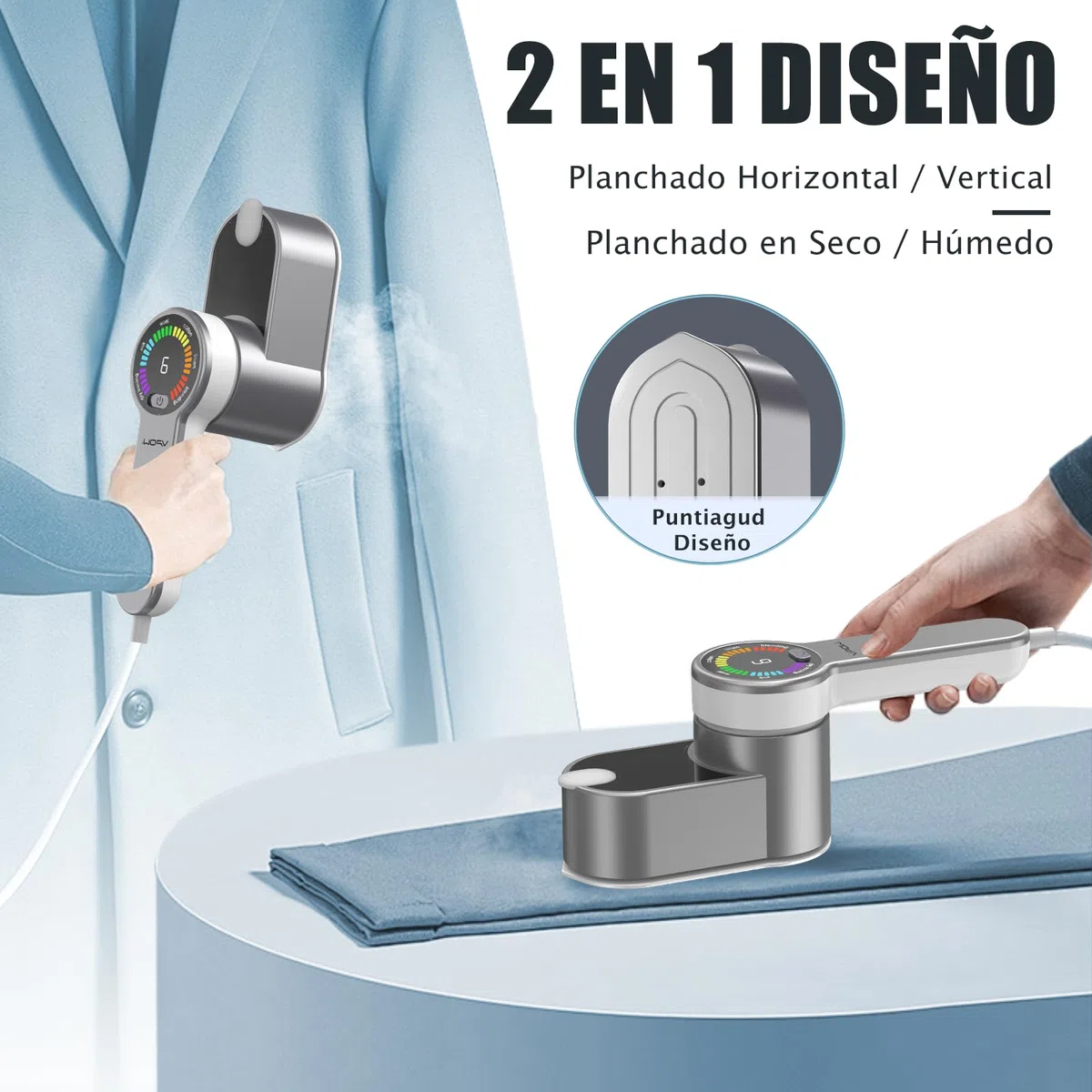 Plancha Vertical Vapor Planchas Viaje: 1200W Steamer Portátil de Mano para Horizontal y Vertical Calentamiento Rápido - Mini Planchas Modo de planchado en seco y 5 Modos de Vapor - Para Hogar y Viajes