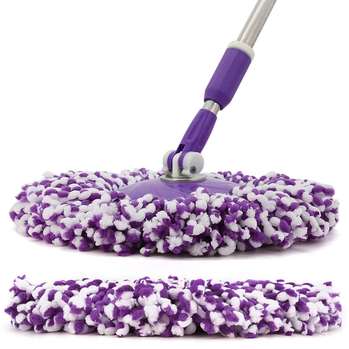 Recambio de micro cabezal de fregona de repuesto OEM para Hurricane 360 Spin Magic Mop de microfibra, cabezales de fregona de repuesto universal, forma redonda, tamaño estándar, color blanco, paquete