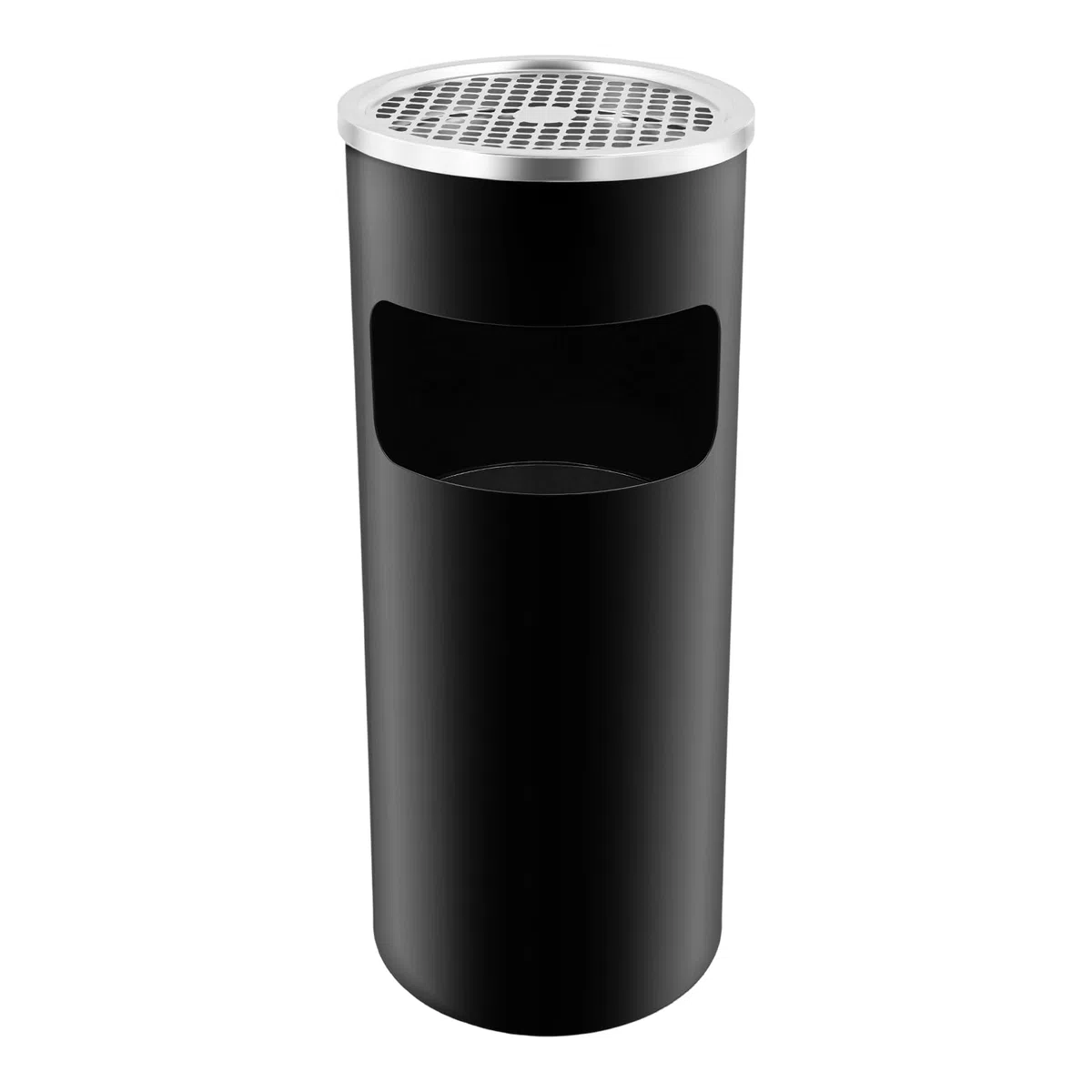 KKVUIIF Cubo de basura de 15 L, cenicero de pie para exterior, redondo, con cubo interior extraíble, diámetro 25 x 61 cm (negro)