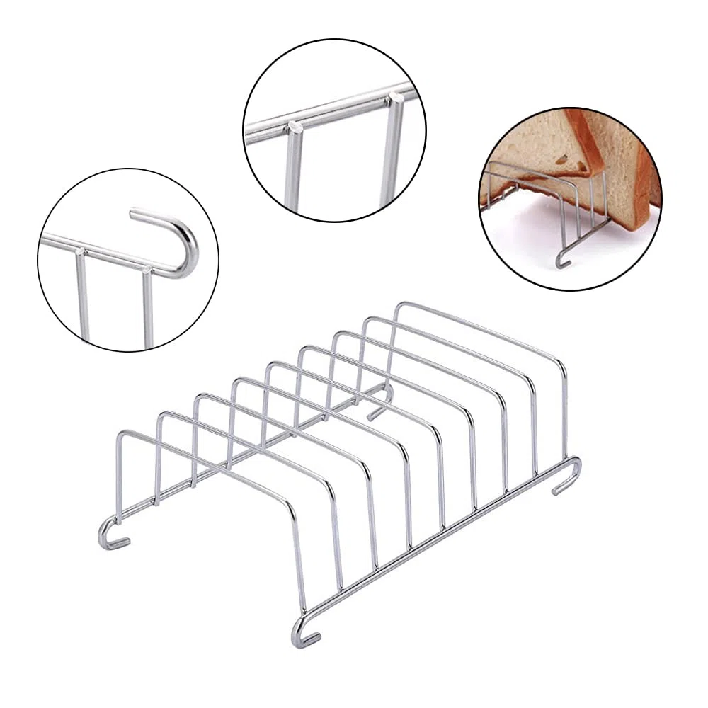 Soporte para tostadas 2 Piezas Porta Tostadas de Acero Inoxidable Soporte Pan Tostado Toast Rack Rejilla para Pan Tostadas Rack Porta Comedor Soporte de Refrigeración