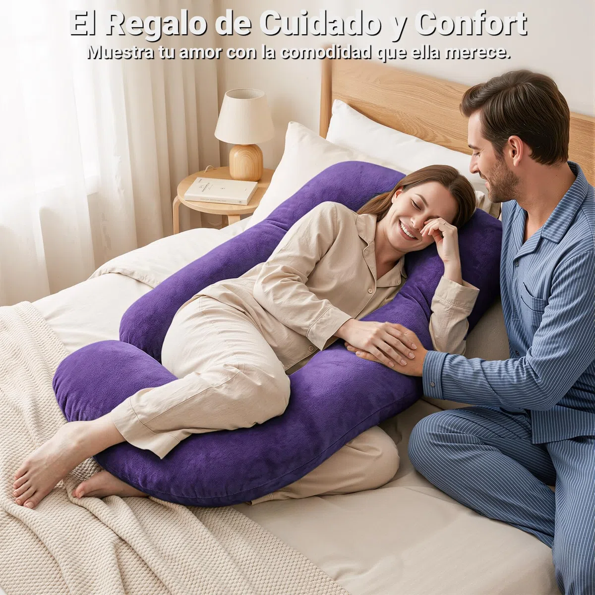 COSYLAND Almohada para Embarazadas, Cojín de Embarazo en J con Soporte Integral, Funda Desmontable y Lavable, Útil para Descanso, Dormir, Lactancia y Relajar Las Piernas, 155 x 60 x 20 cm