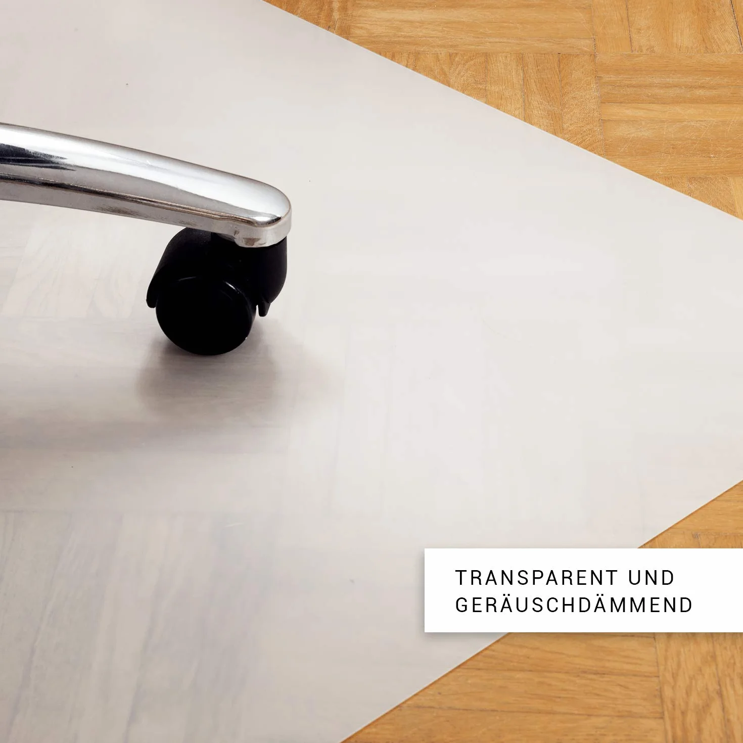KLINOO Protector de suelo para silla de oficina de 100 x 120 cm. Esterilla protectora antideslizante para silla de escritorio en blanco lechoso transparente. Fabricada en Alemania