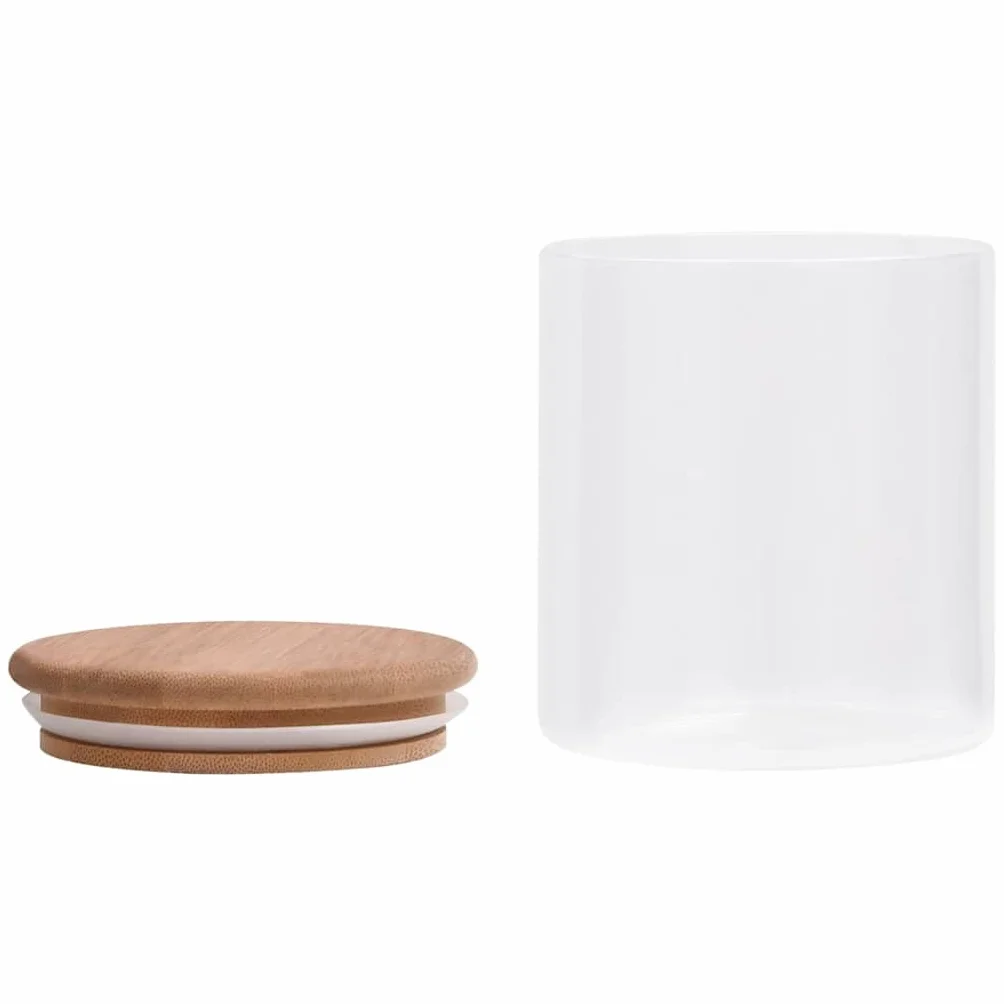 Tarros de almacenamiento con tapa de bambú, juego de 10 unidades, cristal transparente, 600 ml, apilables, para cocina, despensa, herméticos para dulces y ordenar