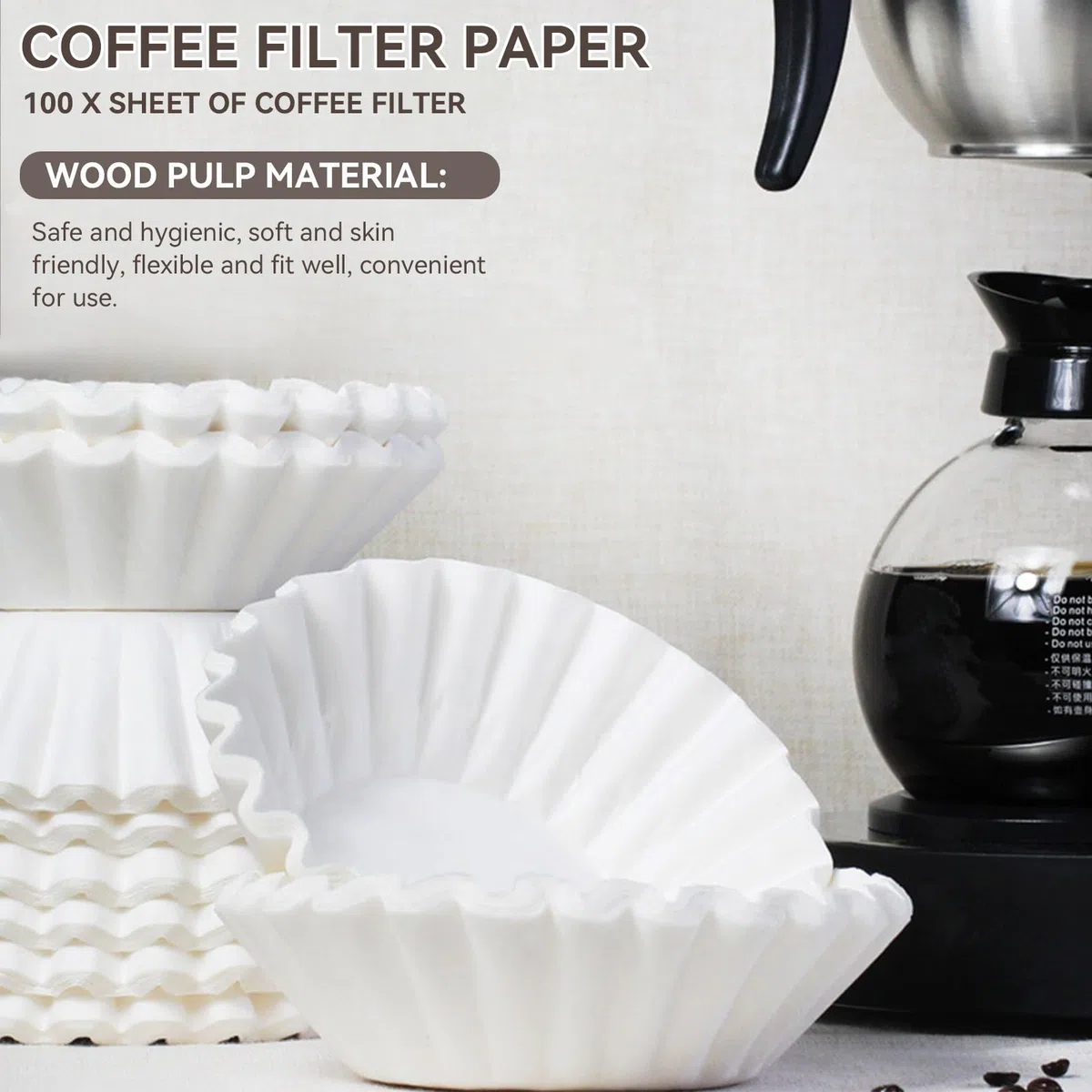 Reemplazo de filtros de papel de café desechables, juego de filtros de café desechables Cesta Accesorio de reemplazo de papel de filtro de café para cafetera(100)