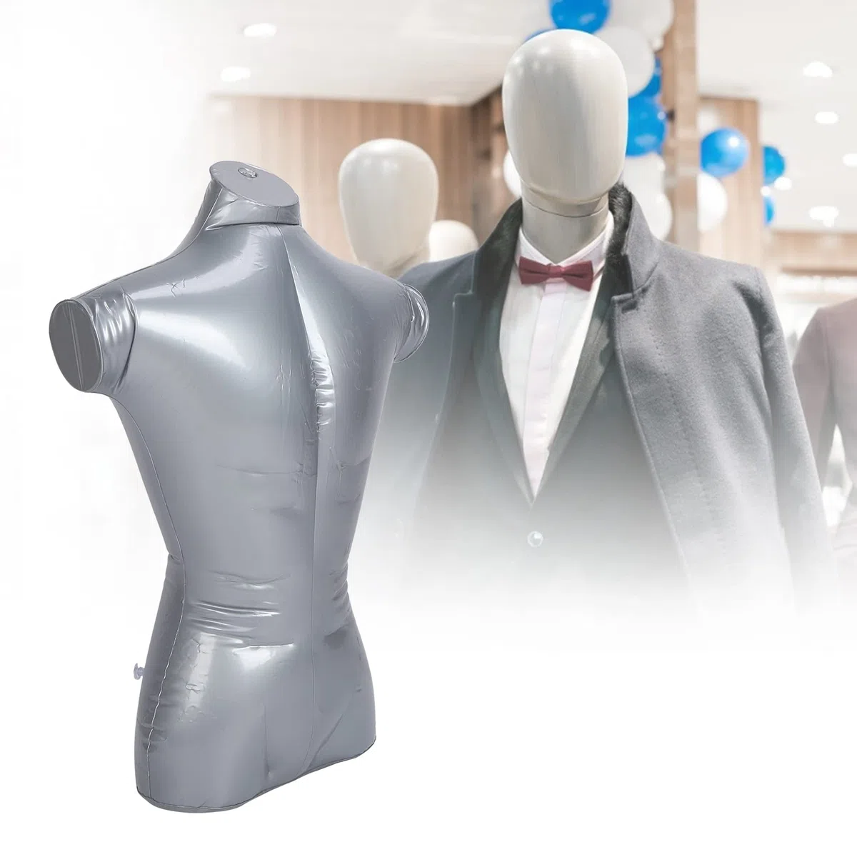 Estante de Exhibición de Ropa Inflable de Annequin, Soporte de Exhibición de Camiseta de Torso de Annequin para Ropa de la Parte Superior del Cuerpo de PVCodel, Expositor de
