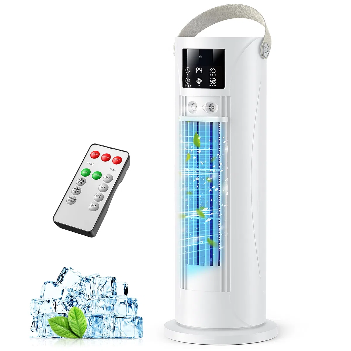 Aire Acondicionado Portátil，Mini Aire Acondicionado Sin Tubo de Escape con Refrigeración por Nebulización, Función de Temporizador, 4 Velocidades de Ventilador, para Oficina y Dormitorio,Blanco